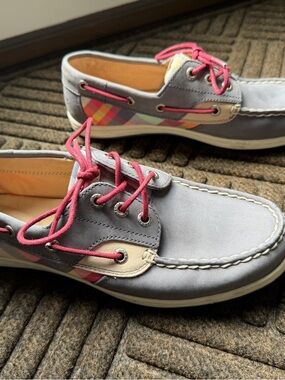 Sperry Songfish Plaid Boat Shoe Navy/Plaid Size 8M